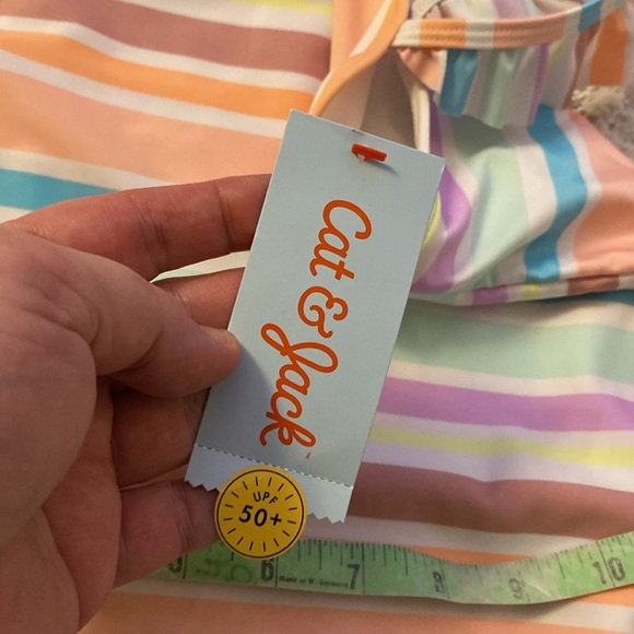 Cat & Jack Striped One Piece Bathing Suit - Picture 2 of 7